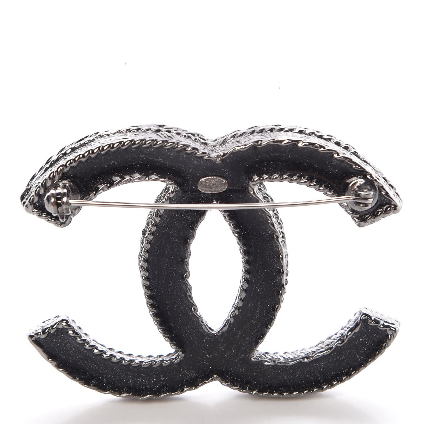 Ruthenium Crystal CC Brooch Black
