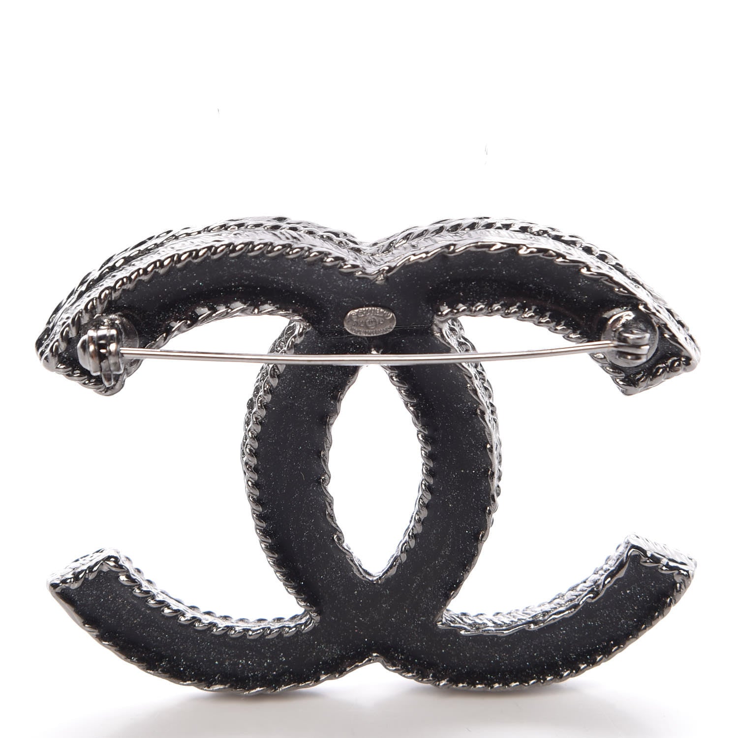 Chanel Ruthenium Crystal CC Brooch Black 3 of 3