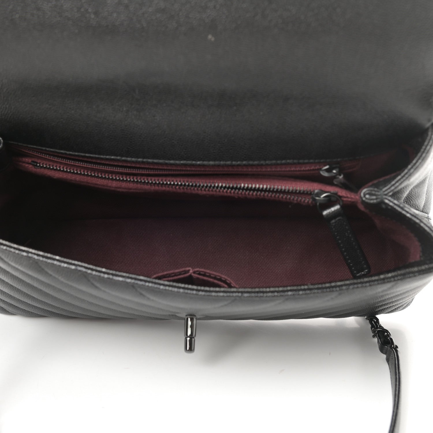 Chanel Caviar Chevron Quilted Small Coco Handle Flap So Black 5 of 13