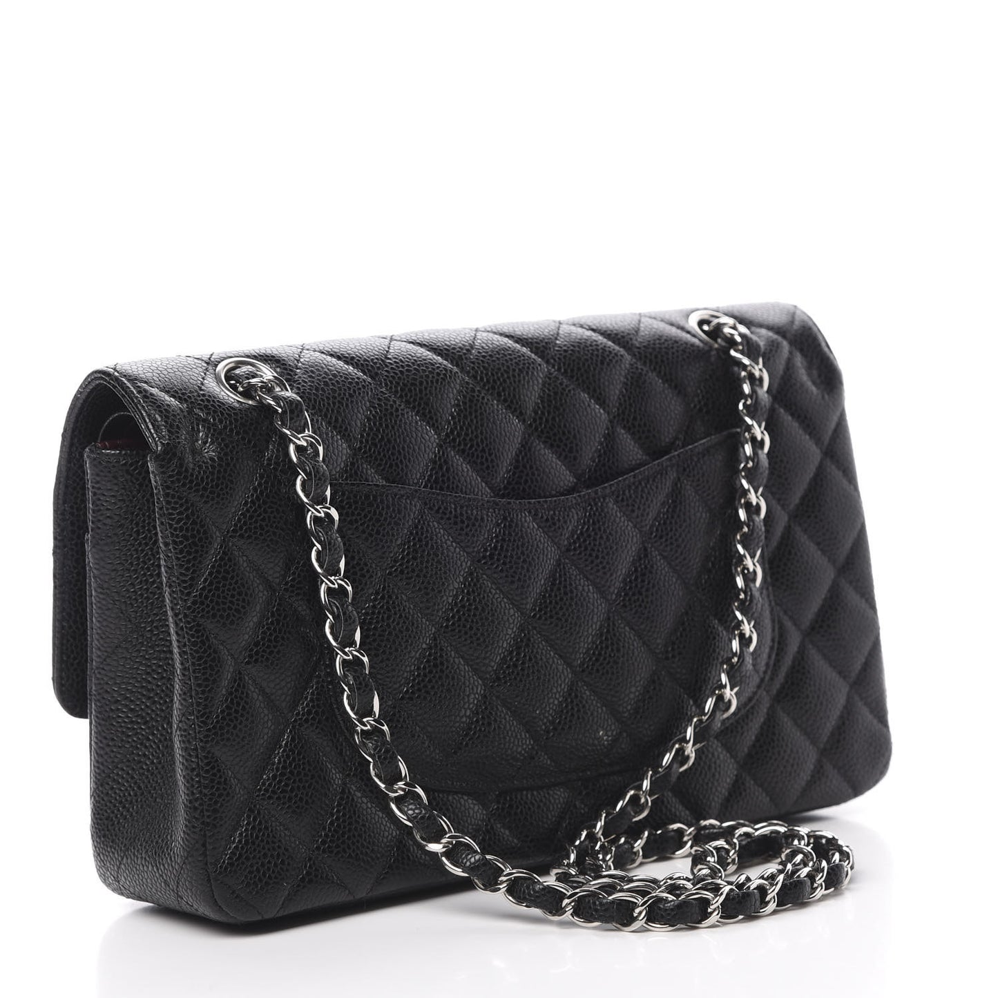 Caviar Quilted Medium Double Flap Black