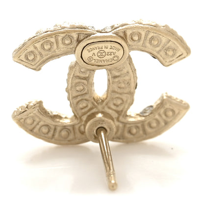 Chanel Pearl Crystal CC Earrings Light Gold 4 of 4