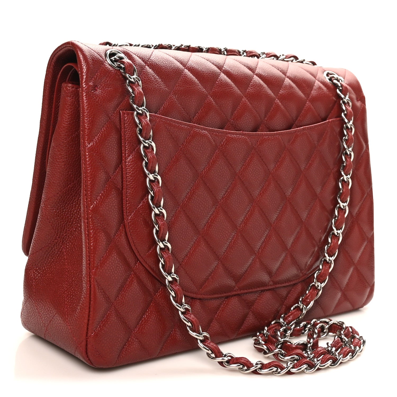 Chanel Caviar Quilted Maxi Double Flap Dark Red 3 of 10