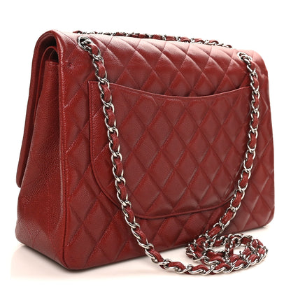 Chanel Caviar Quilted Maxi Double Flap Dark Red 3 of 10