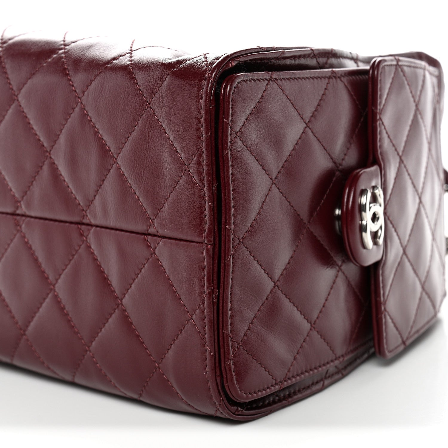 Chanel Shiny Calfskin Quilted Small Chanel 25 Handbag Burgundy 10 of 11