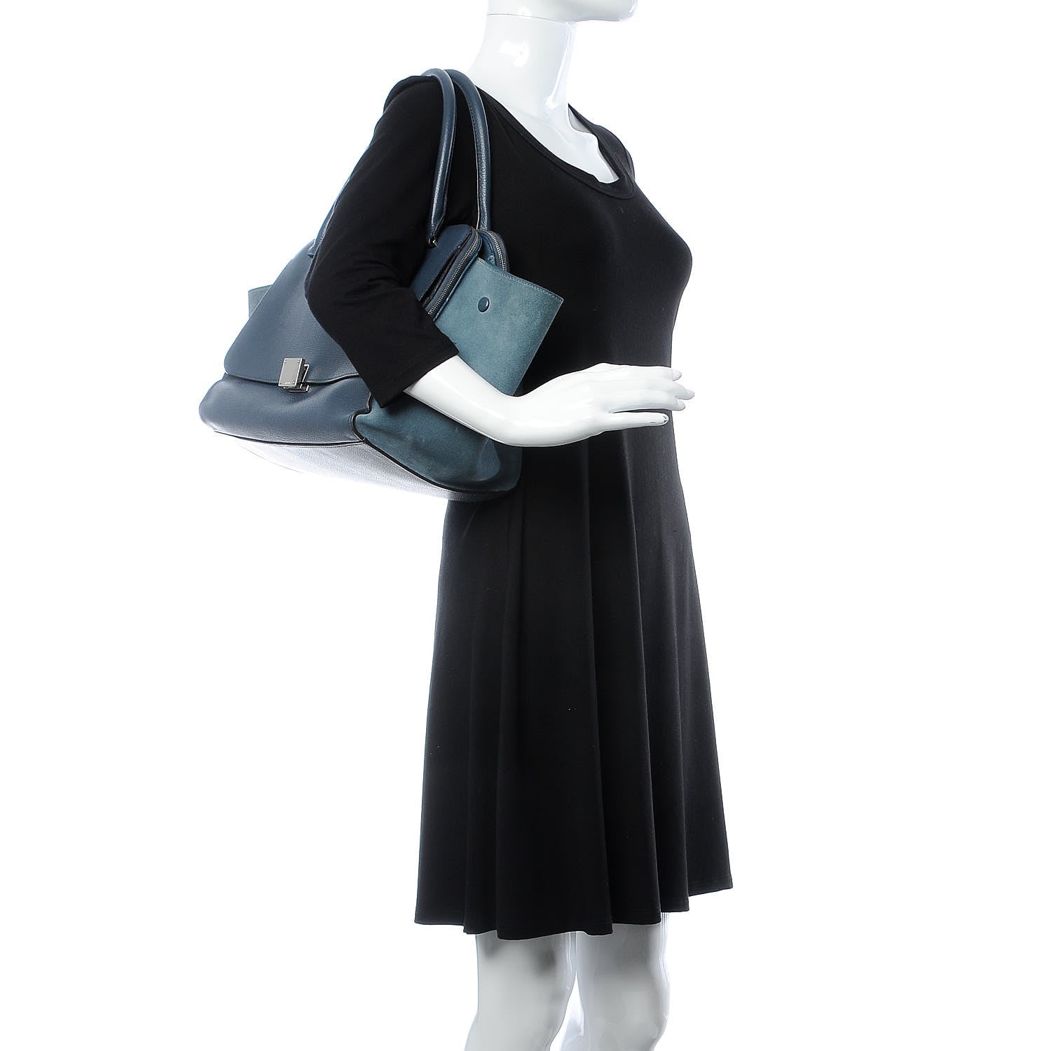 Celine Drummed Calfskin Suede Double Zip Trapeze Orage 2 of 18