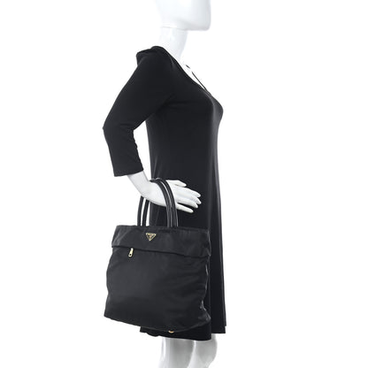 Prada Tessuto Nylon Saffiano Tote Black 3 of 14