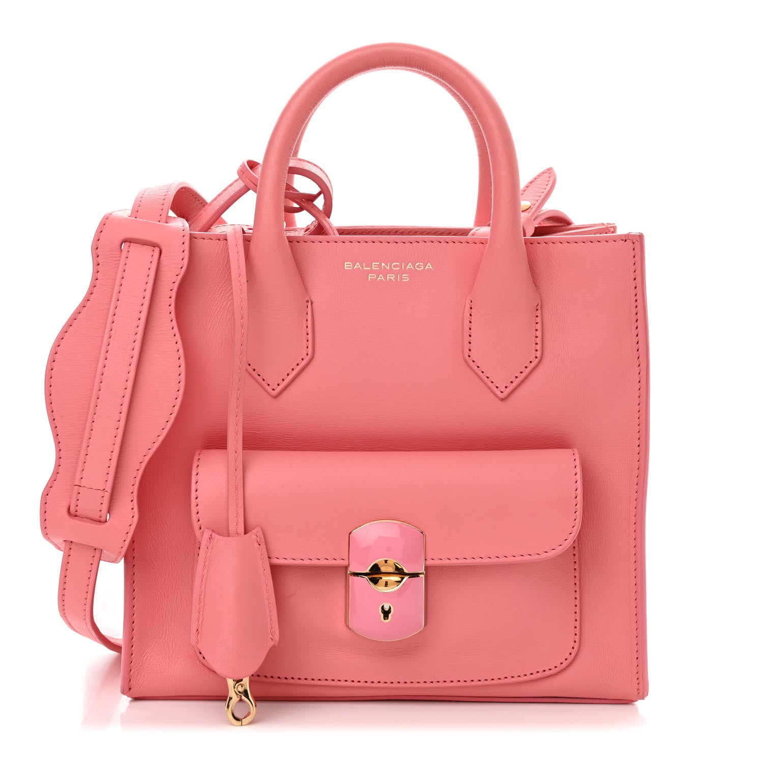 Balenciaga Calfskin Padlock Mini All Afternoon Tote Rose Fluo 1 of 14