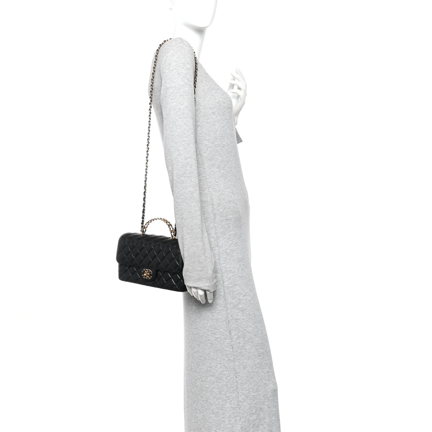 Lambskin Quilted Small Strass On Top Flap Bag Black