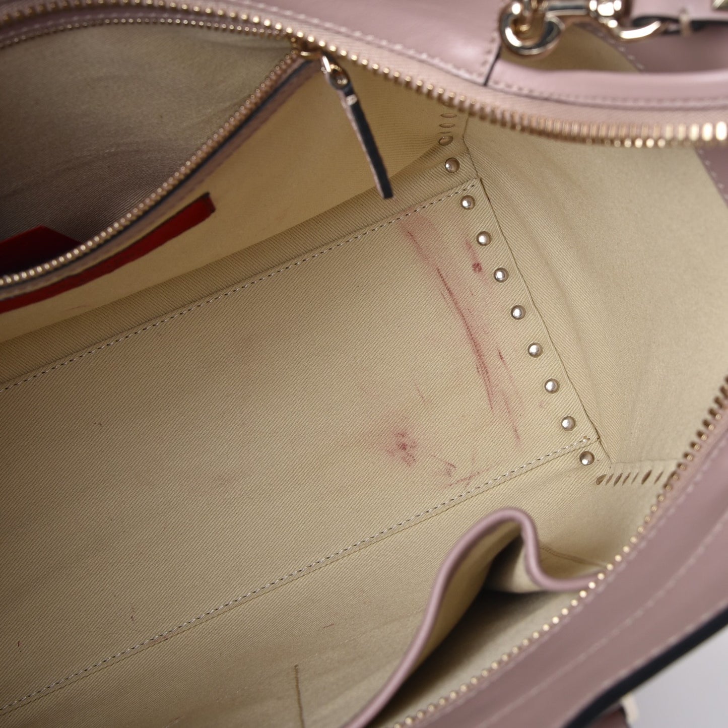 Vitello Rockstud Double Handle Tote Poudre