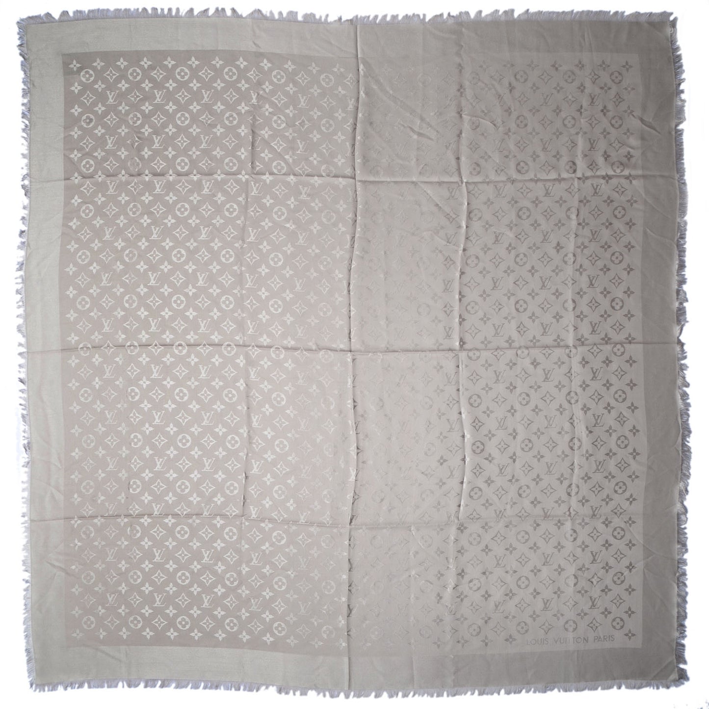Silk Wool Monogram Shawl Beige