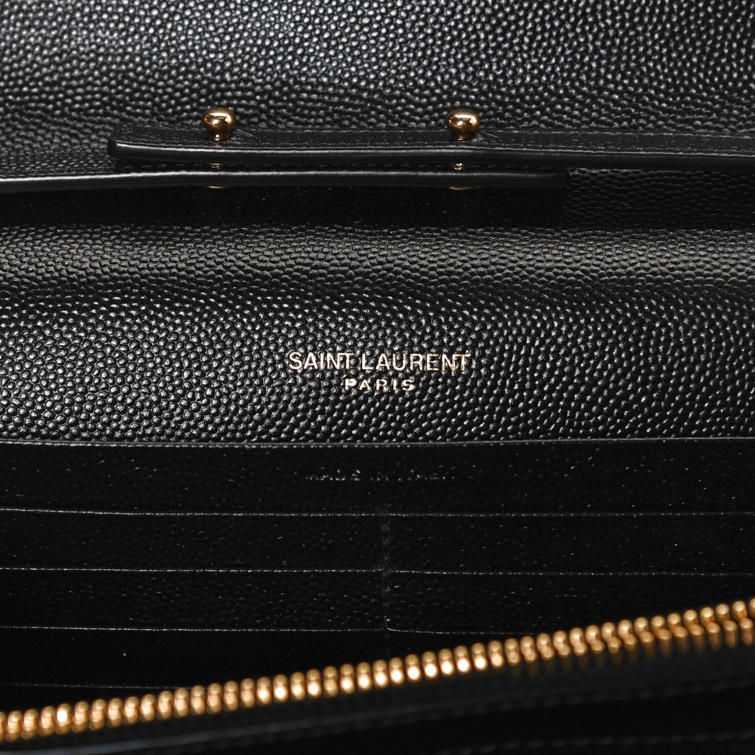 Saint Laurent Grain De Poudre Matelasse Chevron Monogram Chain Wallet Black 6 of 10