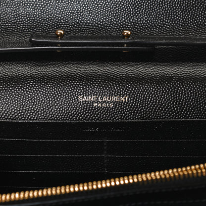 Saint Laurent Grain De Poudre Matelasse Chevron Monogram Chain Wallet Black 6 of 10