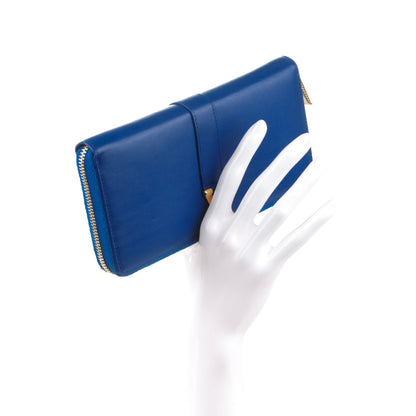 Saint Laurent Calfskin Classic Y Ligne Zip Around Wallet Blue 2 of 7