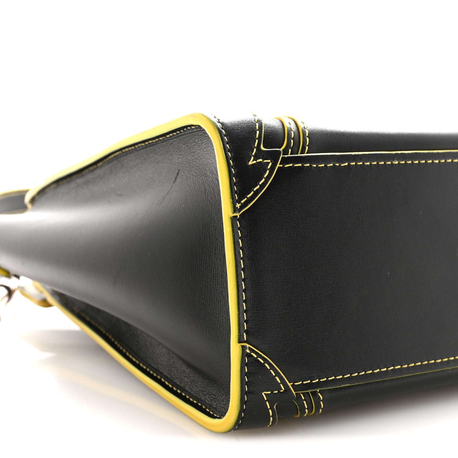 Celine Satin Calfskin Nano Debossed Luggage Black Yellow 8 of 9