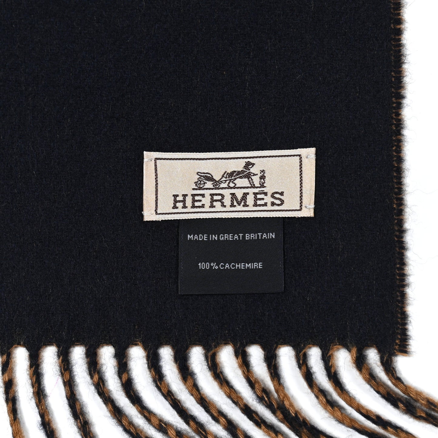 Cashmere Fringe Double Face Scarf Marine Bronze