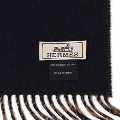 Hermes Cashmere Fringe Double Face Scarf Marine Bronze 5 of 5