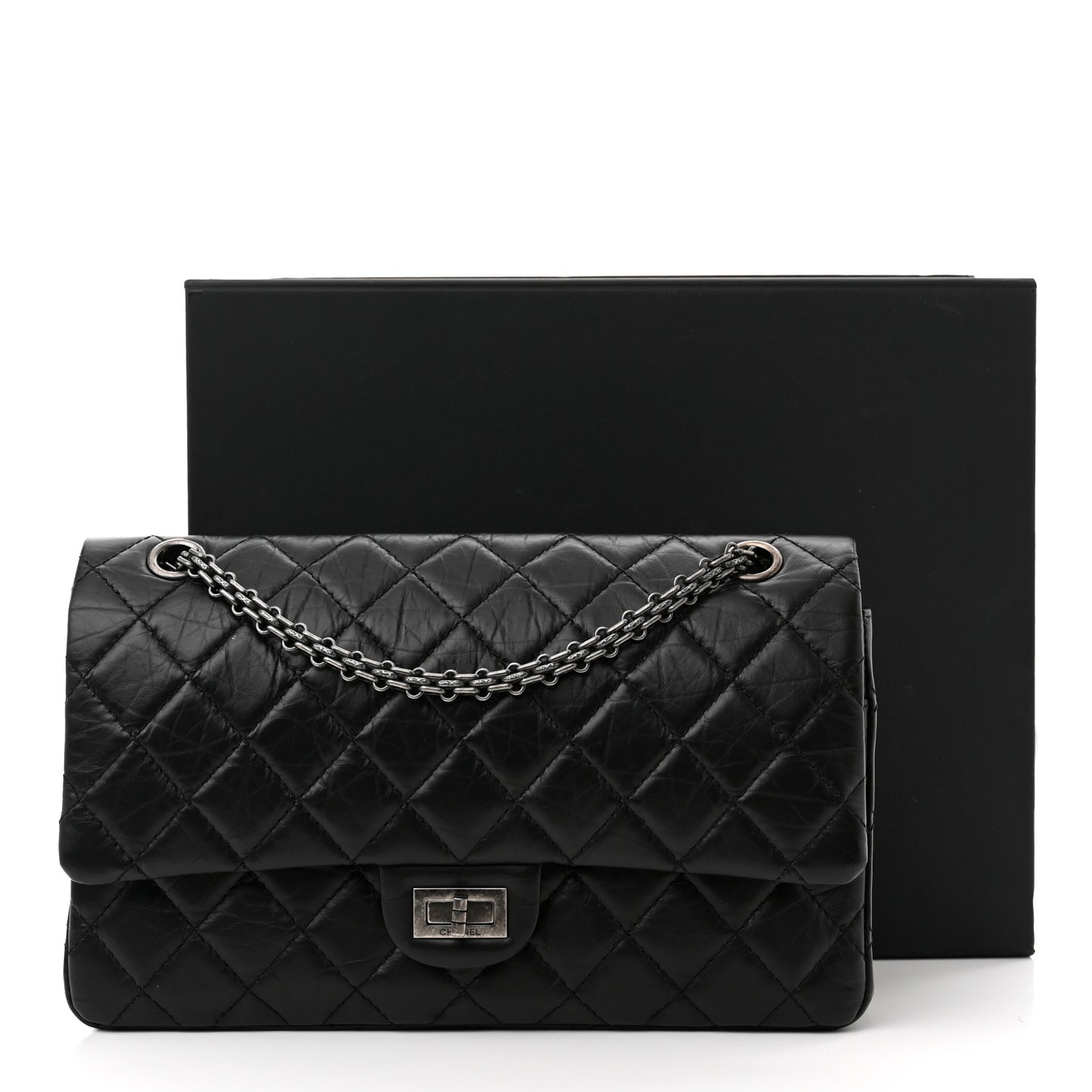 Aged Calfskin Quilted 2.55 Reissue 226 Flap Black
