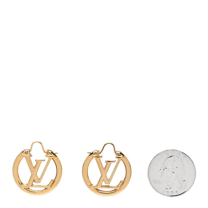 Louis Vuitton Metal Small Louise Hoop Earrings Gold 2 of 6
