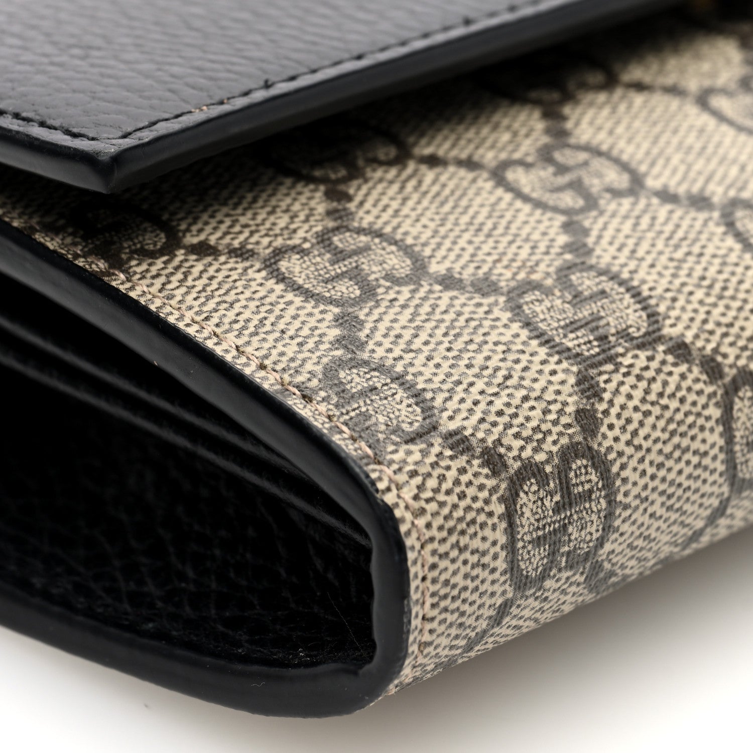 Gucci Dollar Calfskin GG Supreme Monogram Petite GG Marmont Wallet Chain Bag Black Beige Ebony 9 of 10
