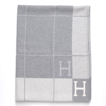 Hermes Wool Cashmere Avalon III Blanket Ecru Gris Clair 1 of 3