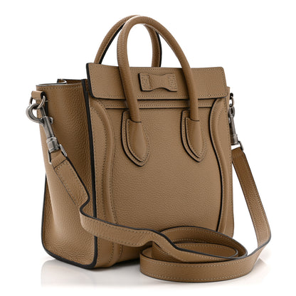 Celine Drummed Calfskin Nano Luggage Dune 3 of 11