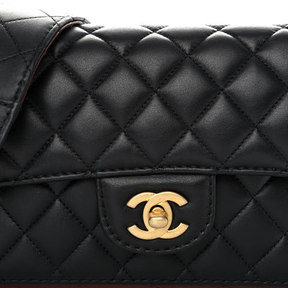 Chanel Calfskin Quilted Small Strap Into Flap Bag Black Burgundy 8 of 10