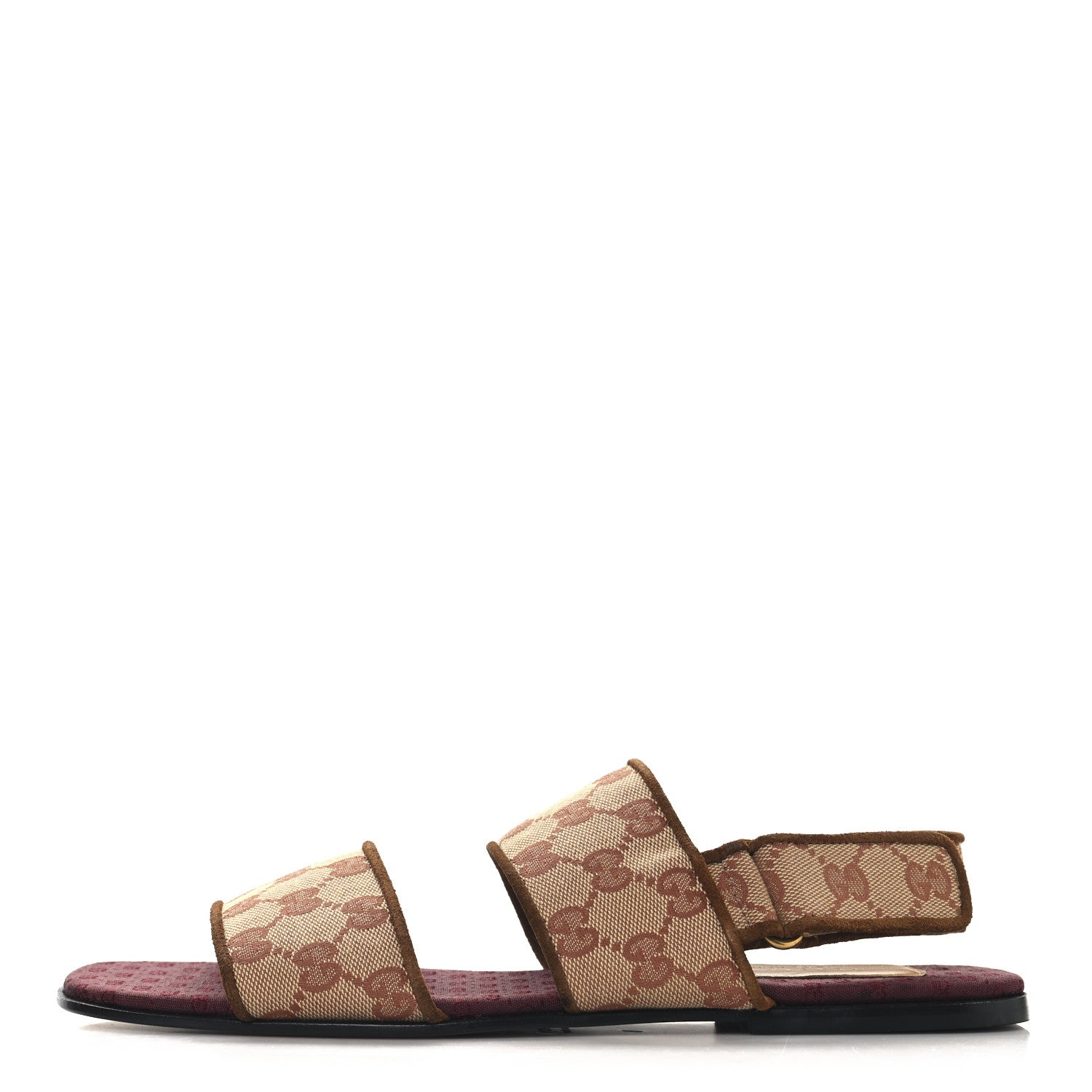 Gucci Canvas GG Monogram Mens Slingback Flat Sandals 8 Beige Ruggine Cuir 1 of 9