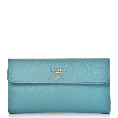 Prada Saffiano Metal Continental Flap Wallet Anice 1 of 16