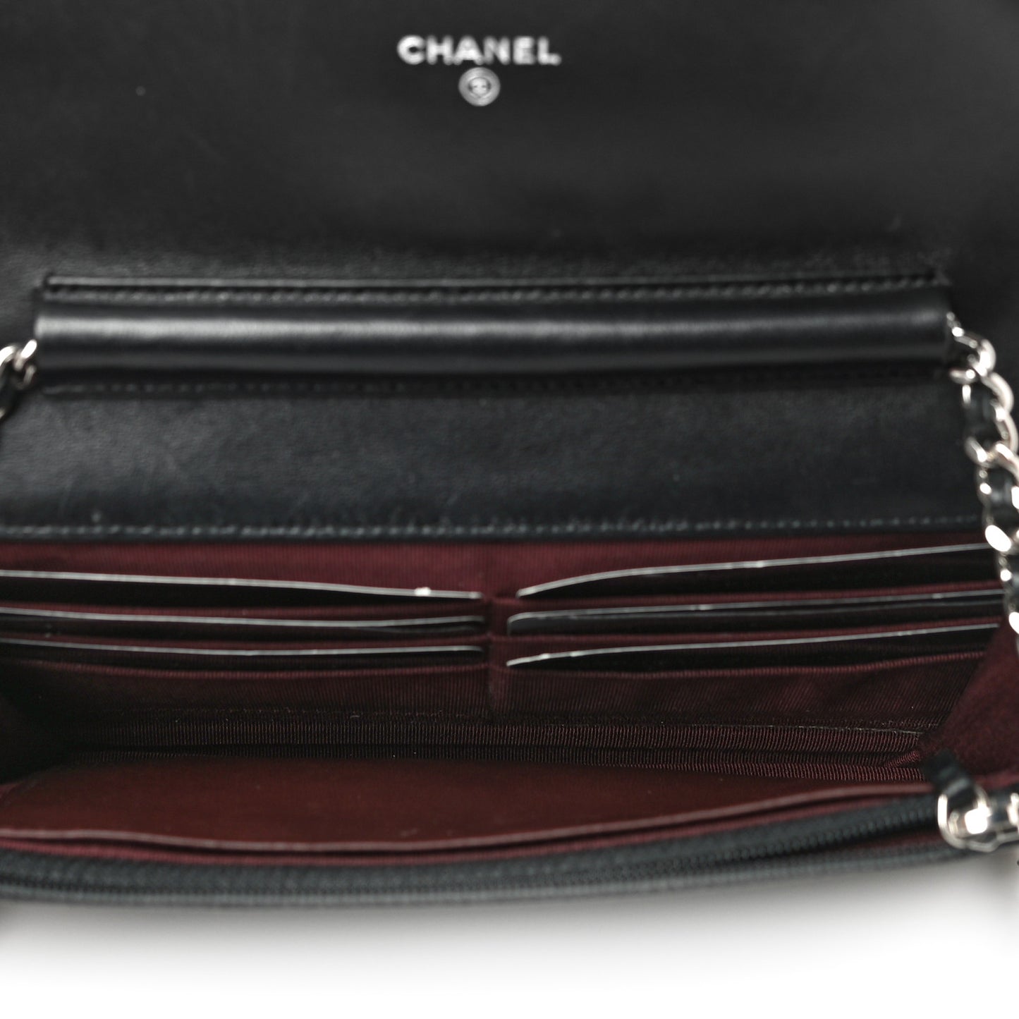 Lambskin Quilted Wallet On Chain WOC Black