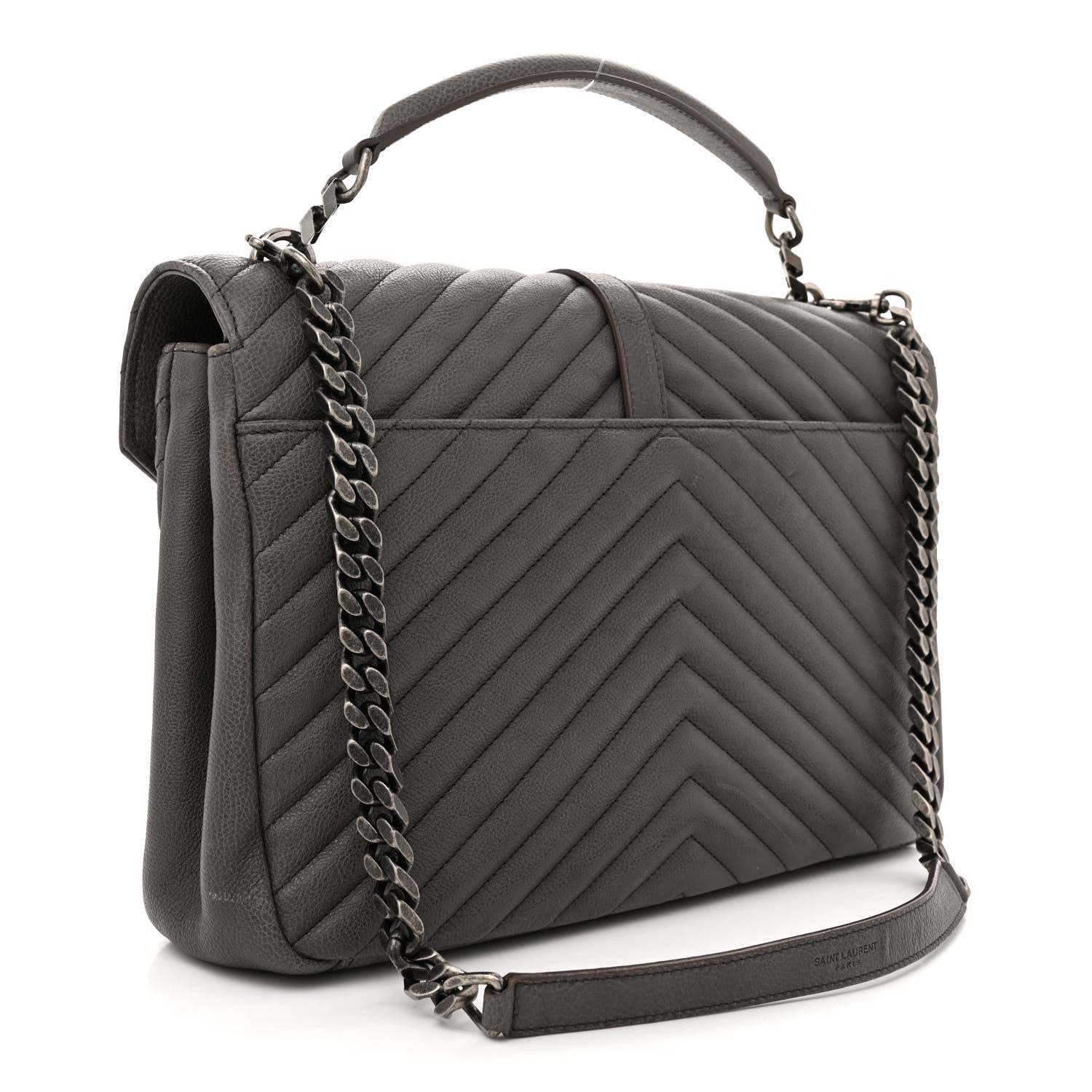 Saint Laurent Sheepskin Matelasse Large Monogram College Satchel Dark Anthracite 3 of 17