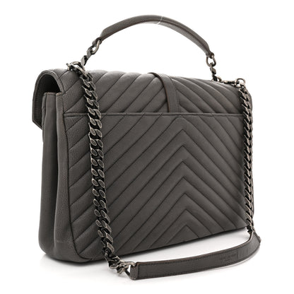 Saint Laurent Sheepskin Matelasse Large Monogram College Satchel Dark Anthracite 3 of 17