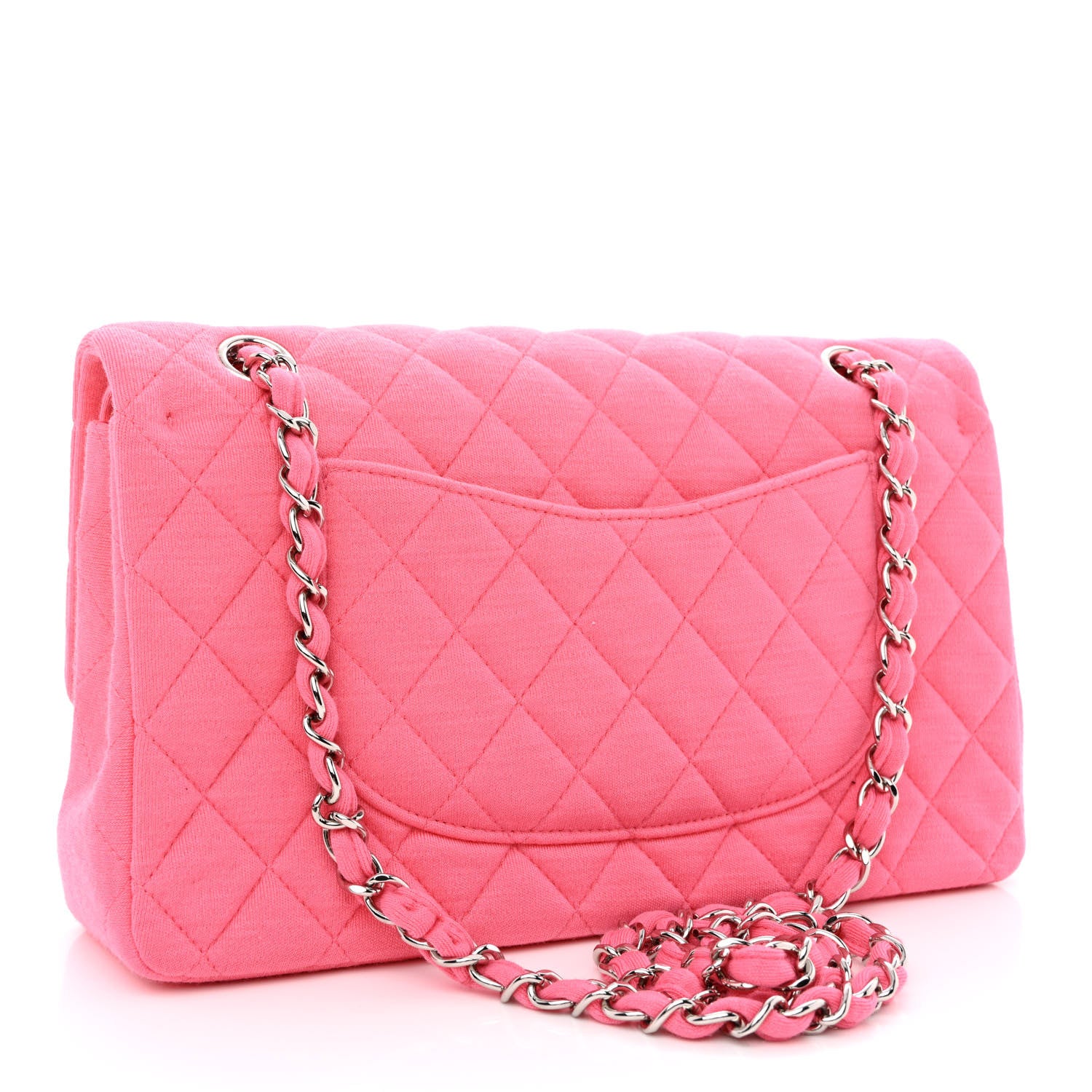 Chanel Jersey Quilted Medium Double Flap Dark Pink 2 of 10