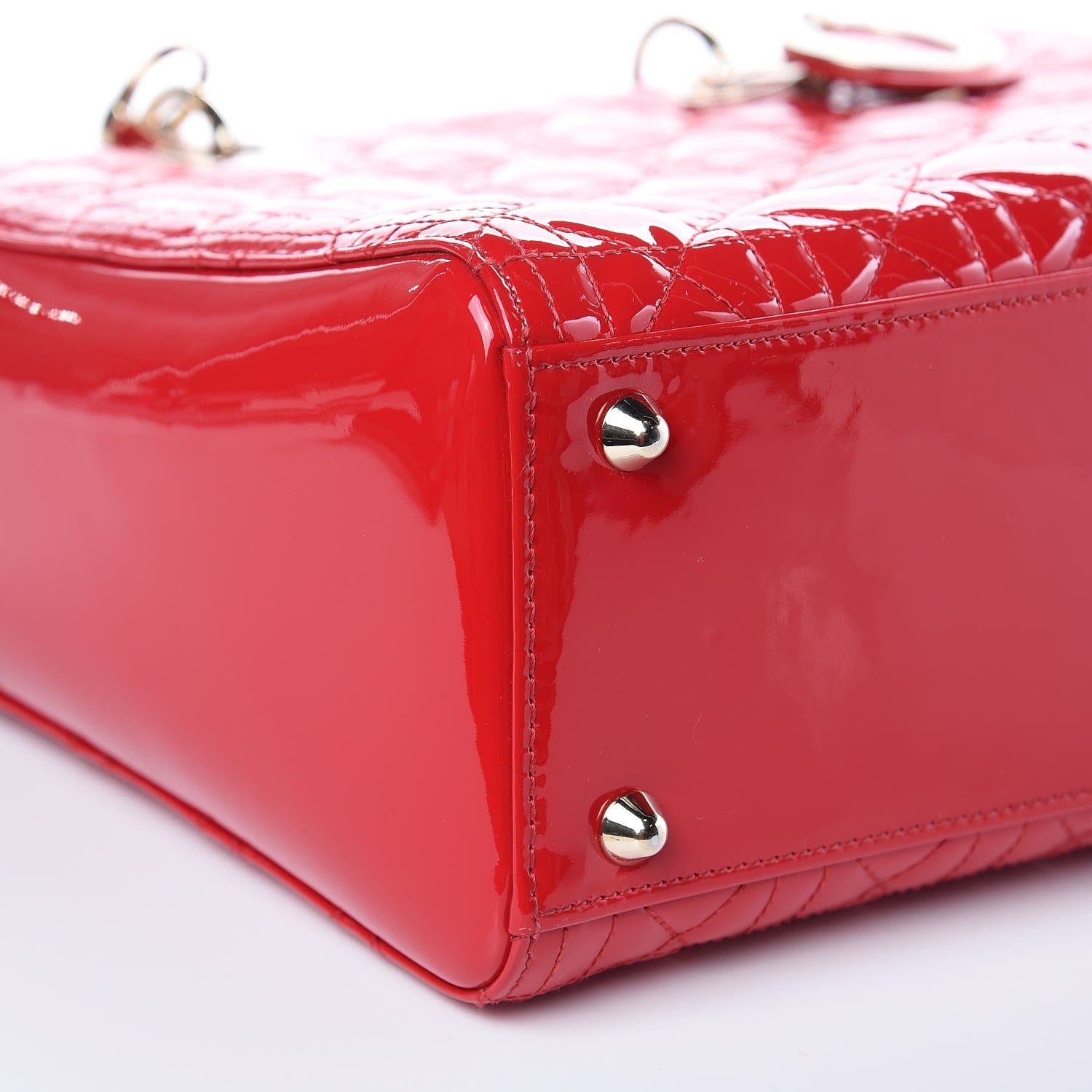 Christian Dior Patent Cannage Large Lady Dior Red 9 of 12