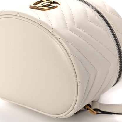 Gucci Calfskin Matelasse Mini GG Marmont Round Backpack White 9 of 10