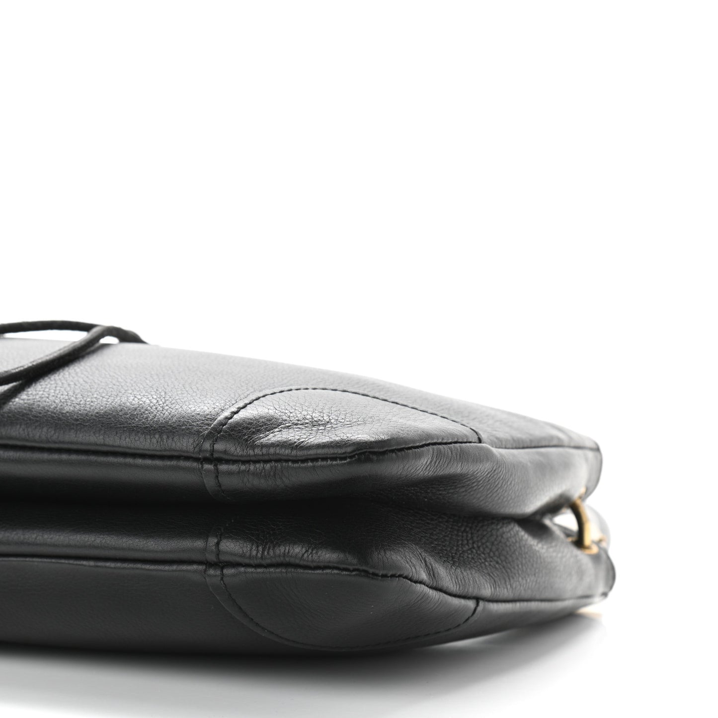 Pebbled Calfskin Drawstring Shoulder Bag Black