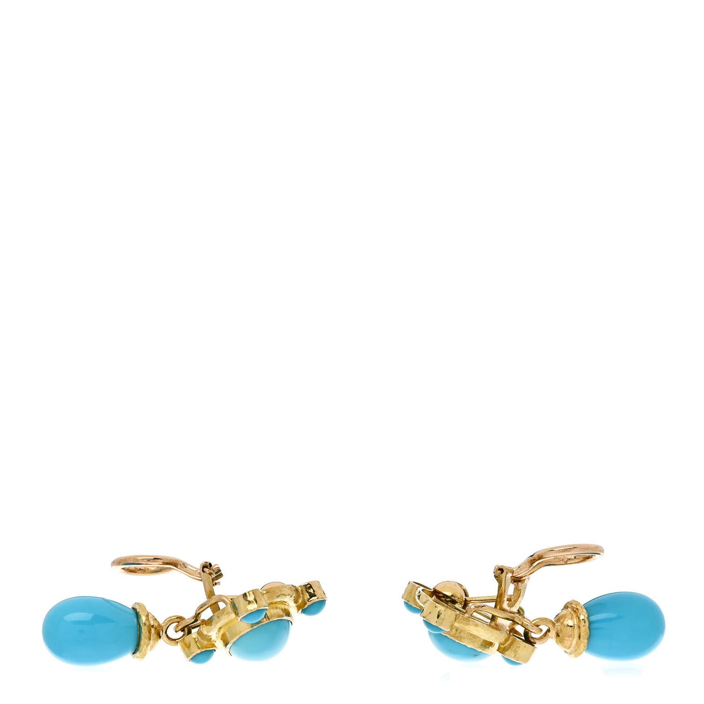 19K Yellow Gold Turquoise Sleeping Beauty Drop Earrings