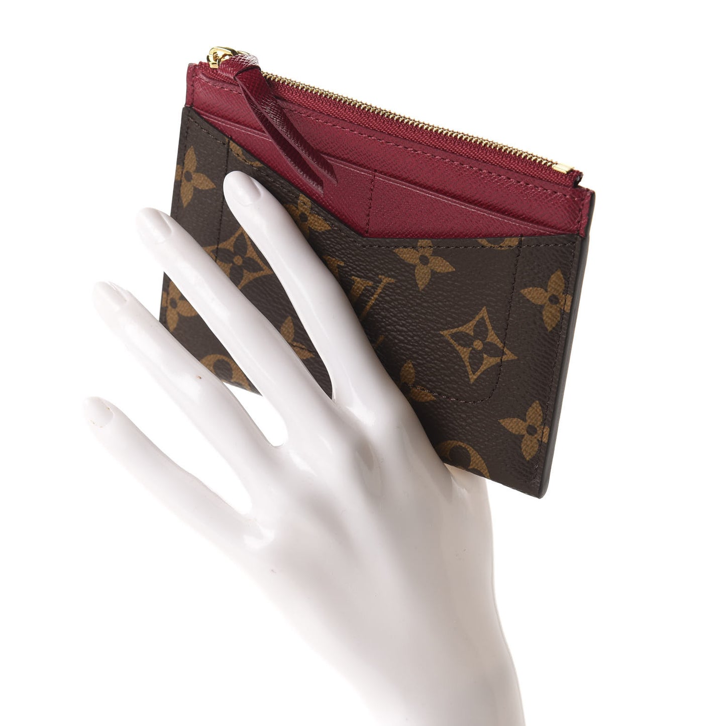 Monogram Zipped Card Holder Fuchsia