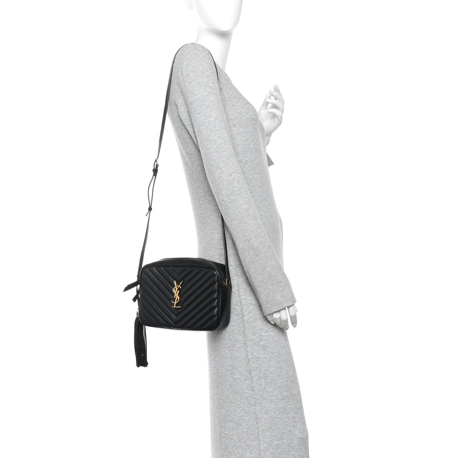 Saint Laurent Calfskin Matelasse Monogram Lou Camera Bag Black 2 of 10