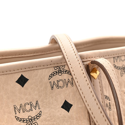 MCM Visetos Medium Studded Rabbit Top Zip Shopper Tote Beige 14 of 14