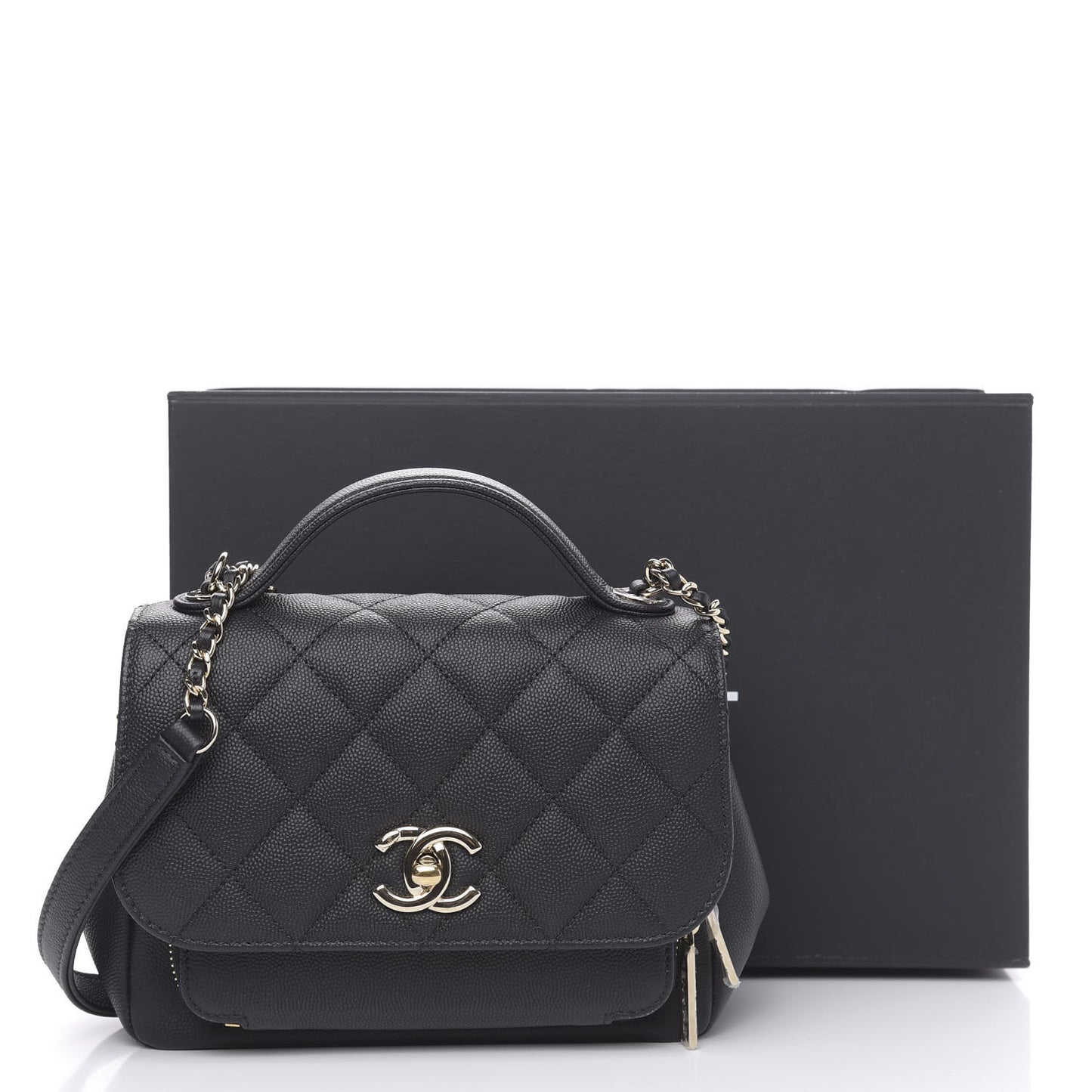 Caviar Quilted Mini Business Affinity Flap Black