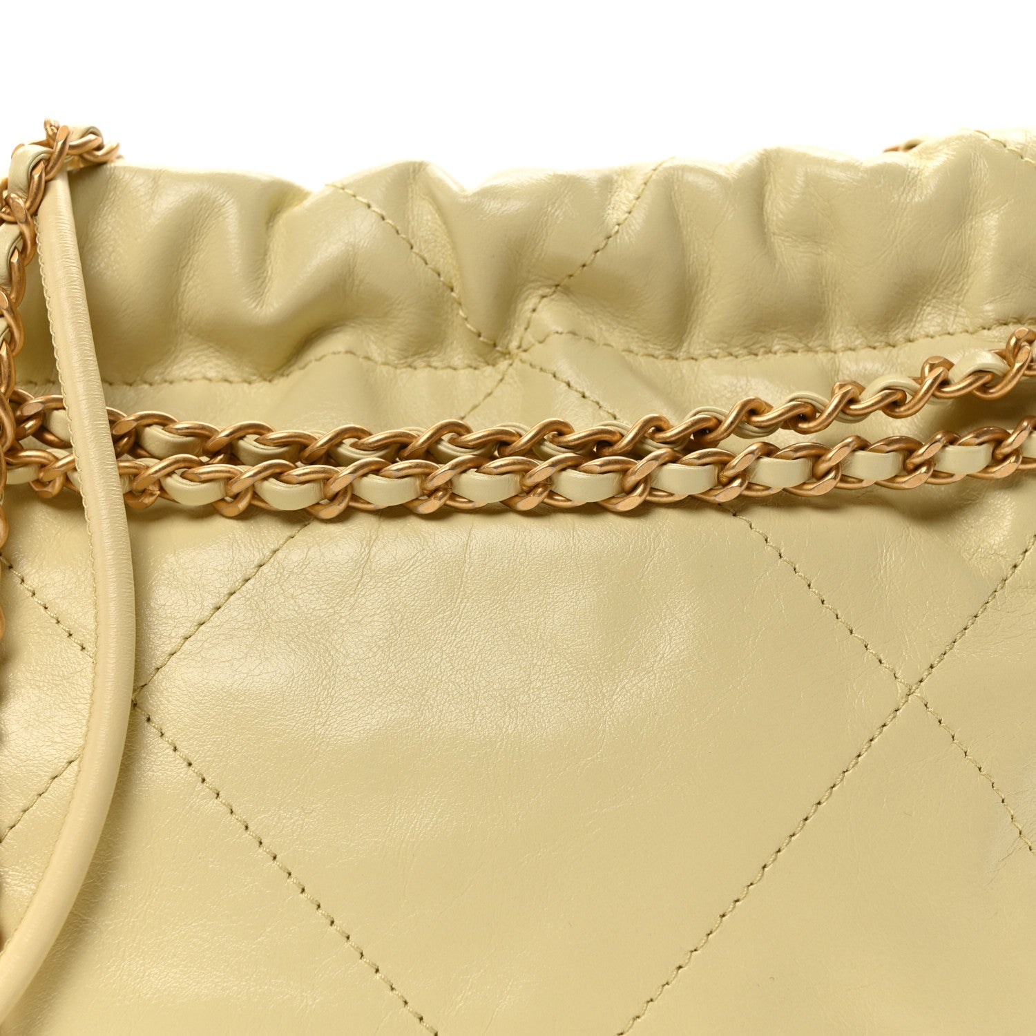 Chanel Shiny Calfskin Quilted Mini Chanel 22 Light Yellow 8 of 10
