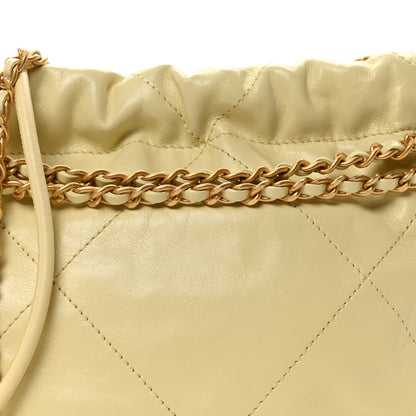 Chanel Shiny Calfskin Quilted Mini Chanel 22 Light Yellow 8 of 10