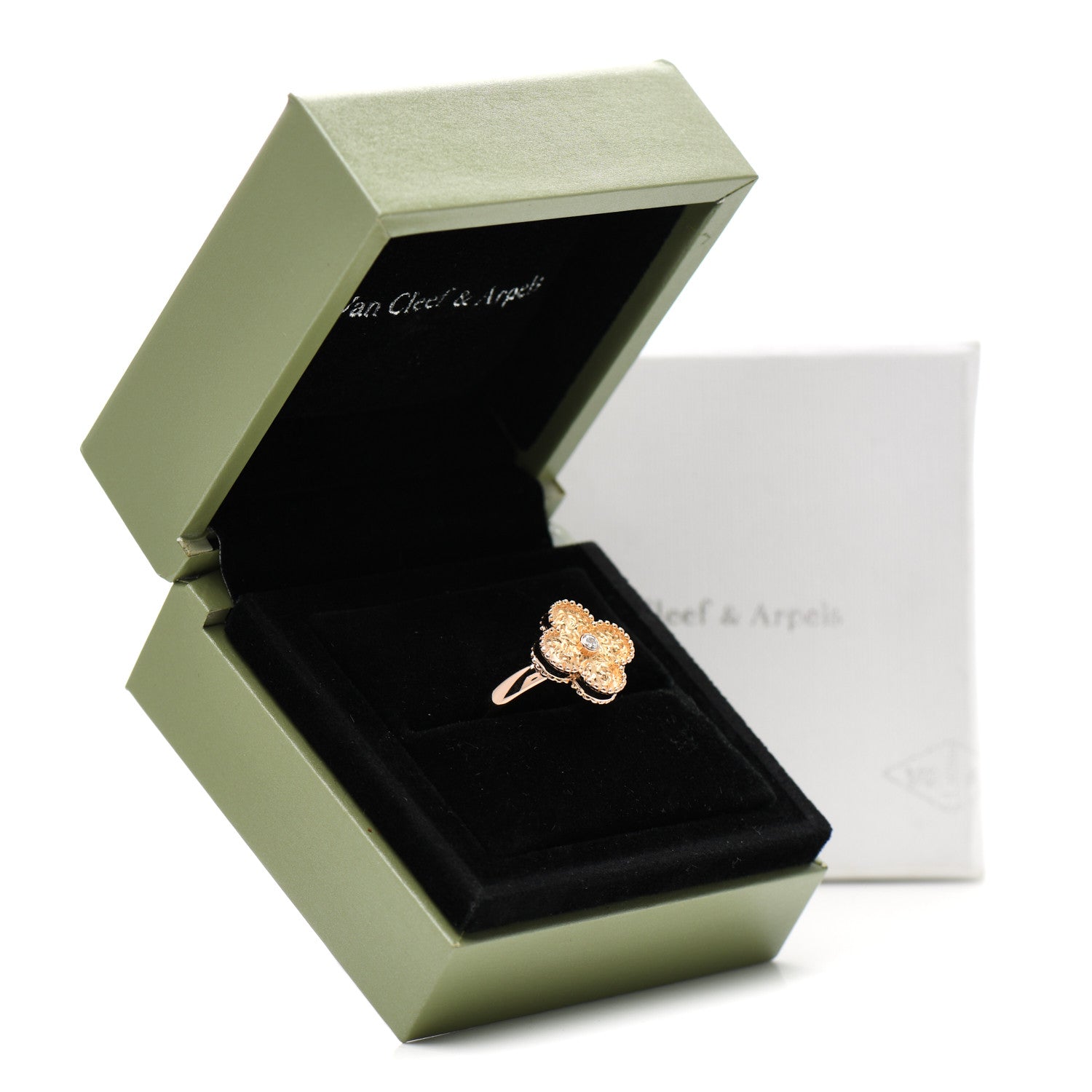 Van Cleef & Arpels 18K Rose Gold Diamond Vintage Alhambra Ring 53 6.25 6 of 6