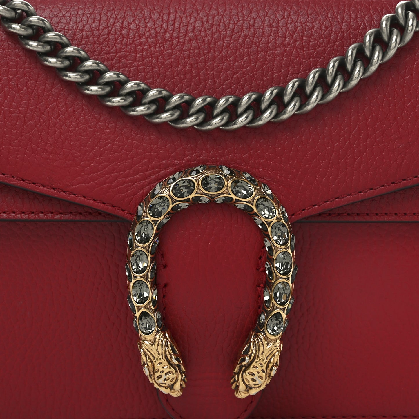Dollar Calfskin Swarovski Crystal Small Dionysus Shoulder Bag Hibiscus Red