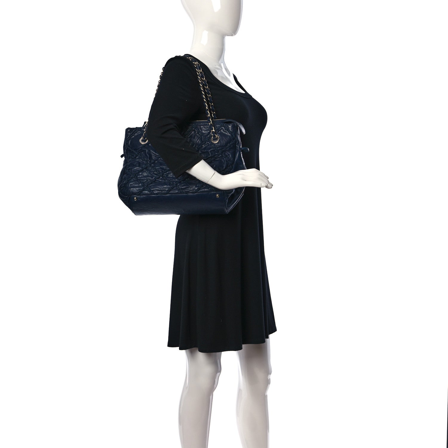 Chanel Calfskin Ultra Stitch Tote Navy Blue 2 of 16