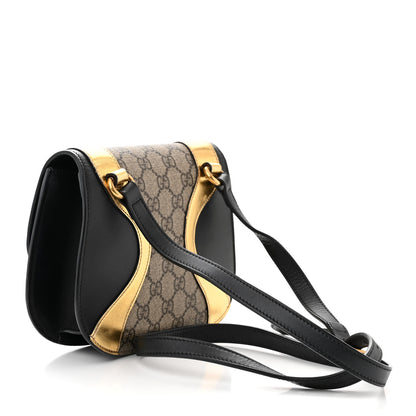 Gucci GG Supreme Monogram Small Osiride Shoulder Bag Black Gold 3 of 10
