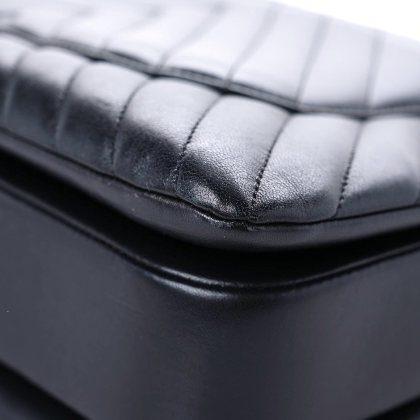 Lambskin Chevron Quilted Large Trendy CC Dual Handle Flap Bag Black