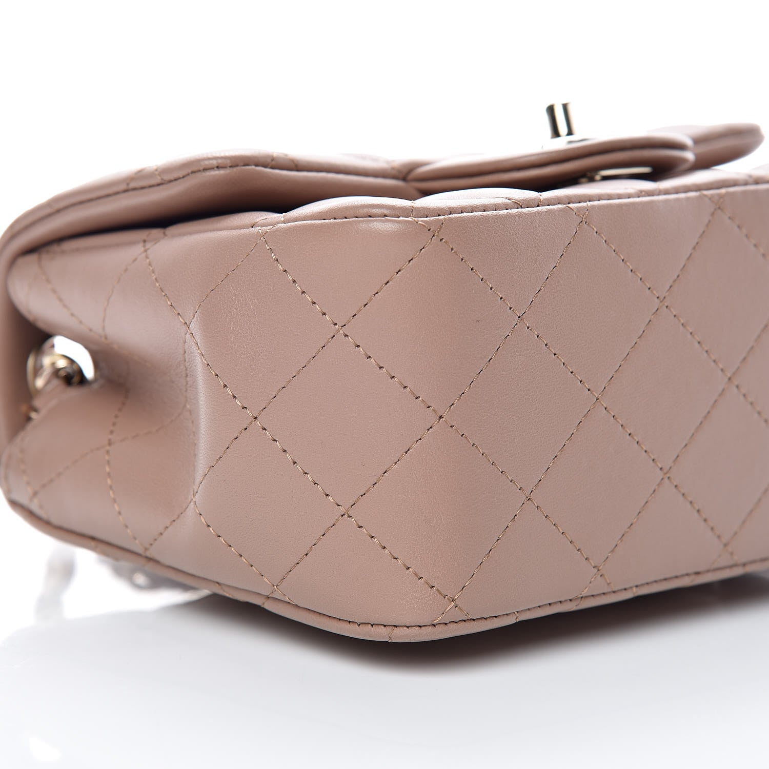 Chanel Lambskin Quilted Mini Square Flap Dark Beige 8 of 9