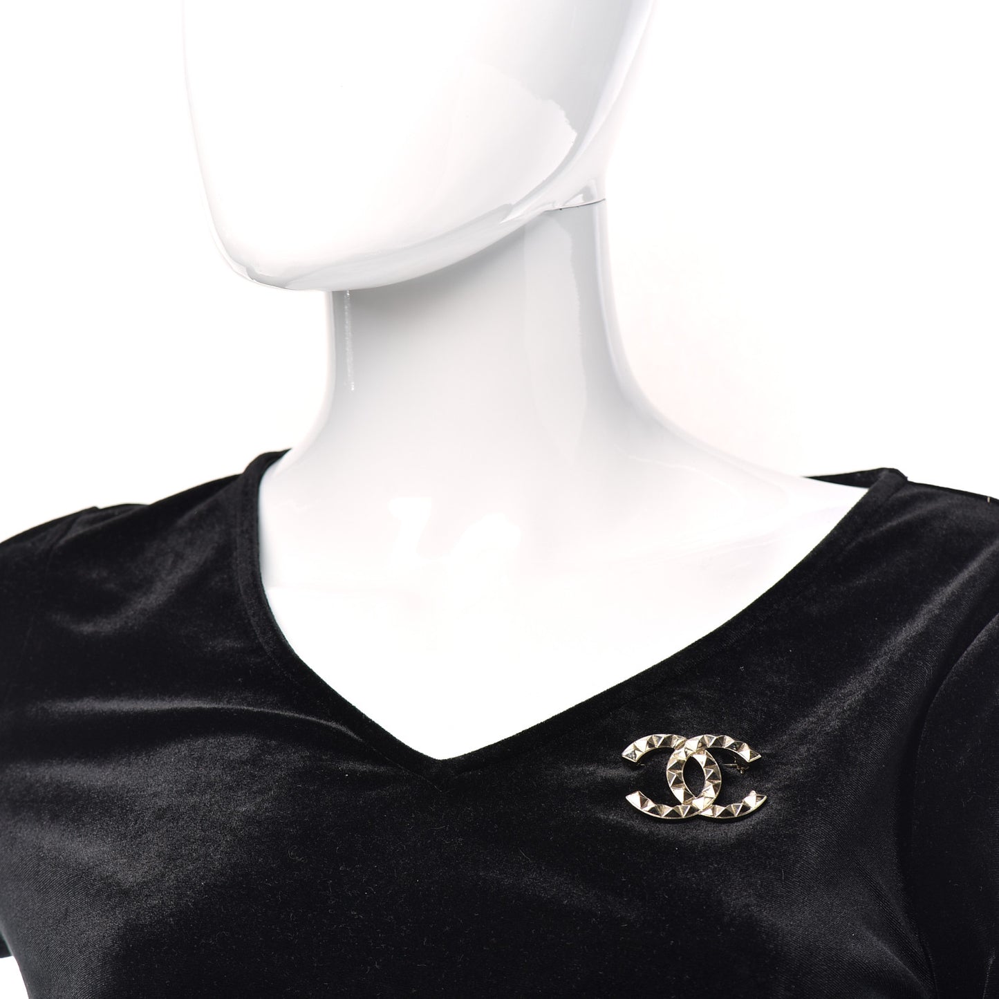 Studded CC Pin Brooch Gold