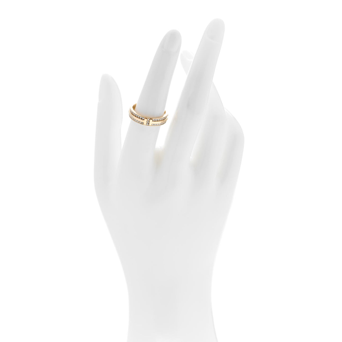 18K Yellow Gold Diamond Narrow T Two Pave Ring 53 6.5